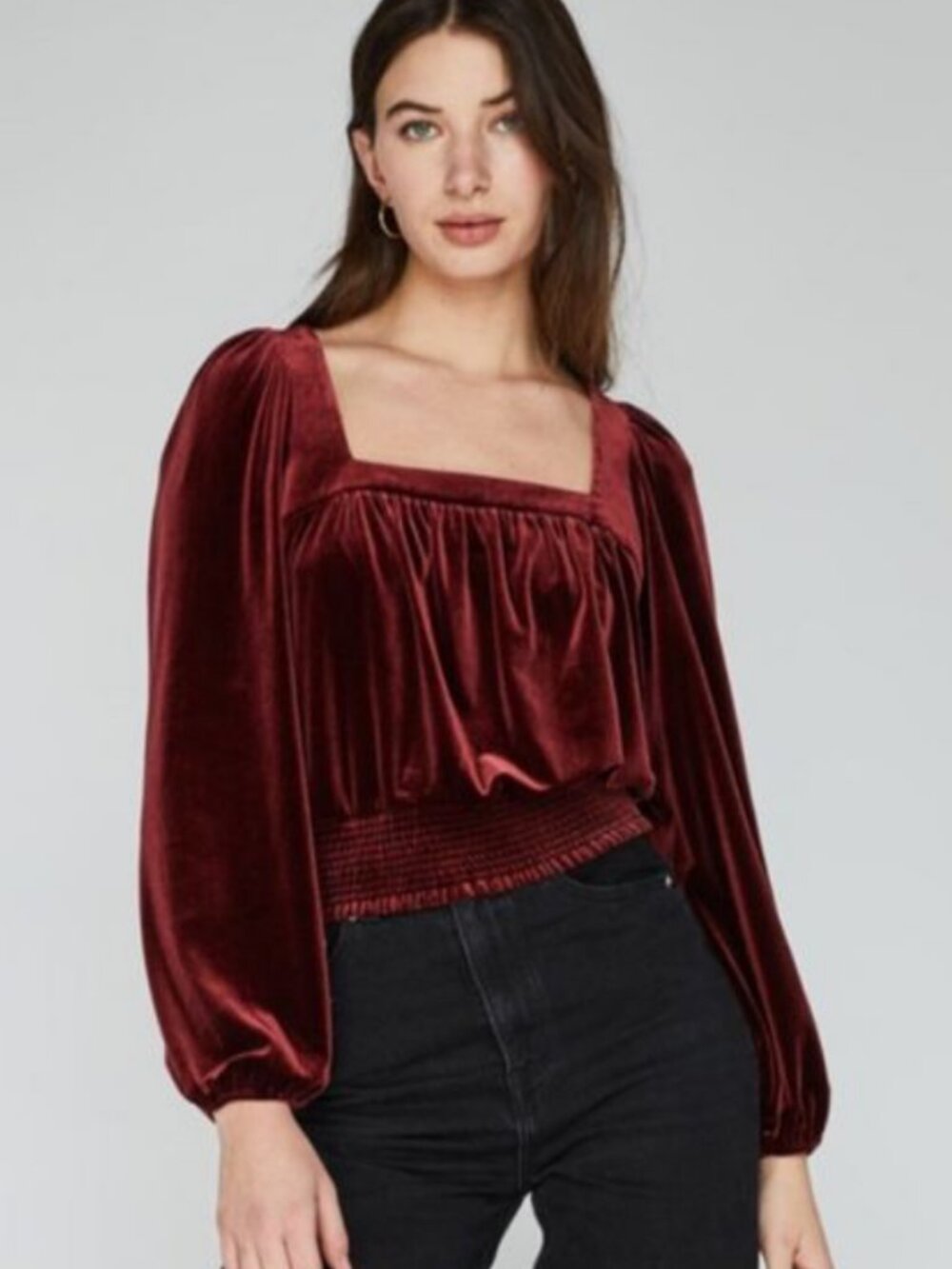 Gentle Fawn SZ M Burgundy Velvet Top Dark Romantic Fairy Grunge Dressy Boho